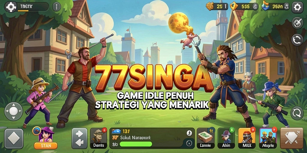 Tampilan gameplay yang menampilkan aktivitas pengelolaan dalam 77SINGA.