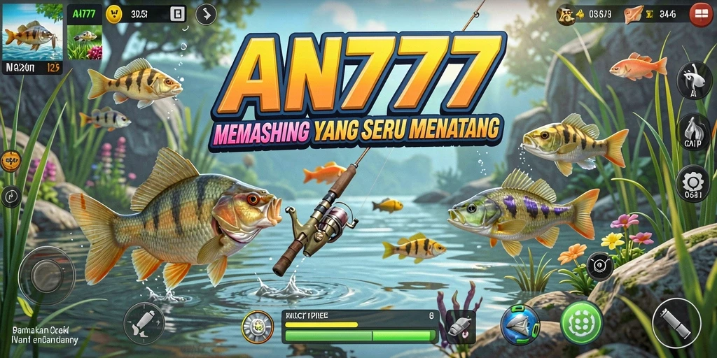 Screenshot gameplay AN777 menampilkan aksi seru memancing di lokasi yang menakjubkan.