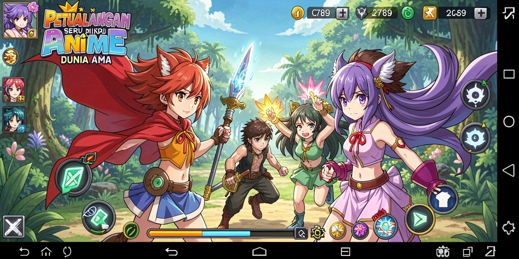 Tampilan gameplay seru di C789 dengan karakter anime yang menarik.