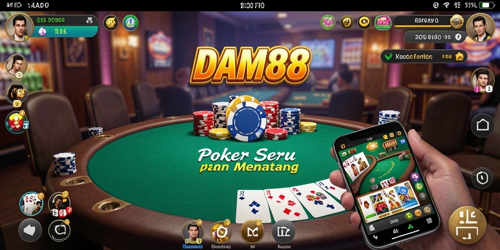 Tampilan gameplay Poker yang menarik dan seru di DAM88.