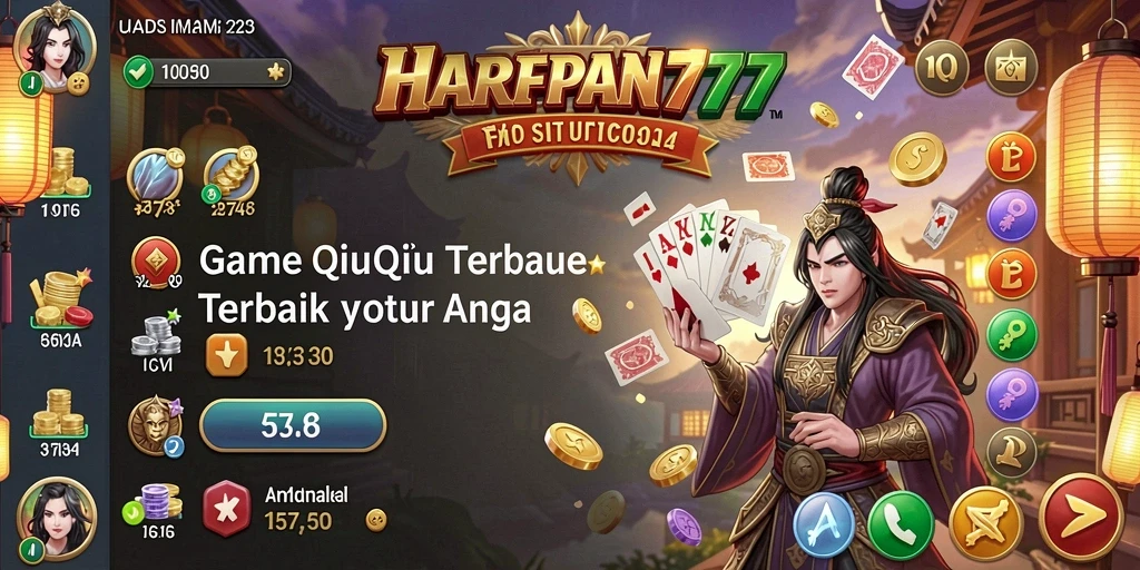 Tangkapan layar dari gameplay QiuQiu yang mendebarkan di HARAPAN777.