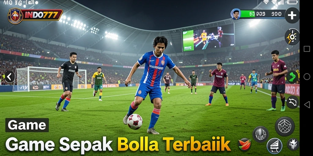 Screenshot gameplay INDO777 menampilkan aksi seru dalam pertandingan sepak bola.