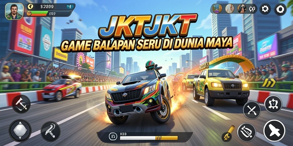 Gameplay menegangkan dan seru dalam balapan JKTJKT.