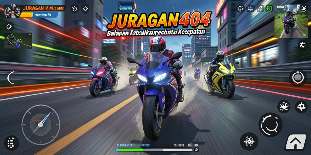 Gameplay seru balapan motor di JURAGAN404 dengan grafis menakjubkan.