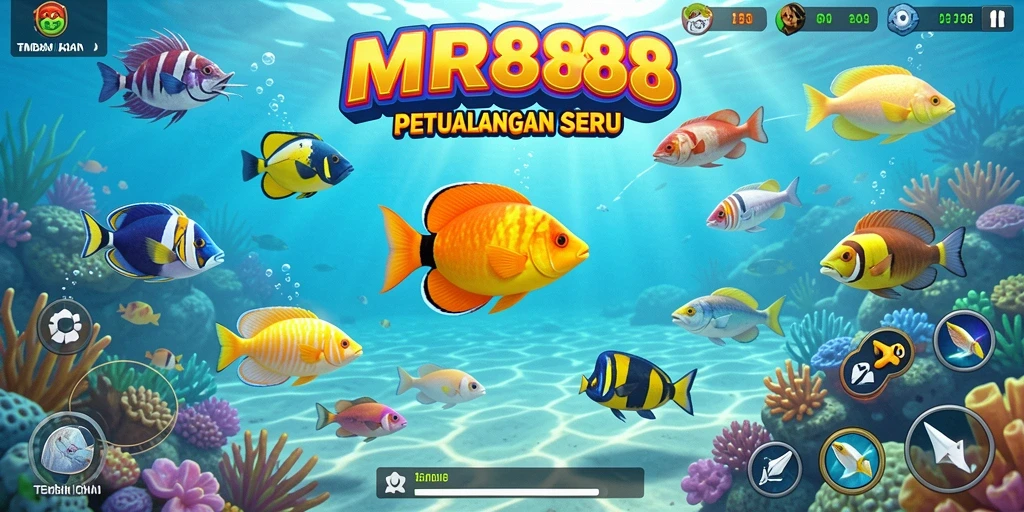 Tampilan gameplay MR888 dengan aksi menembak ikan yang mendebarkan.