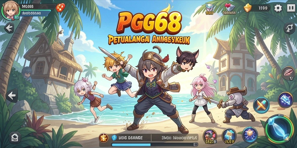 Tampilan gameplay seru PGG68 dengan karakter anime unik dan aksi mendebarkan.