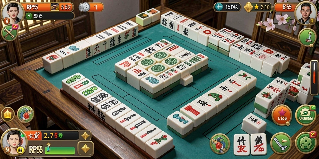 Tampilan gameplay seru dan menarik dari RP55 Mahjong.