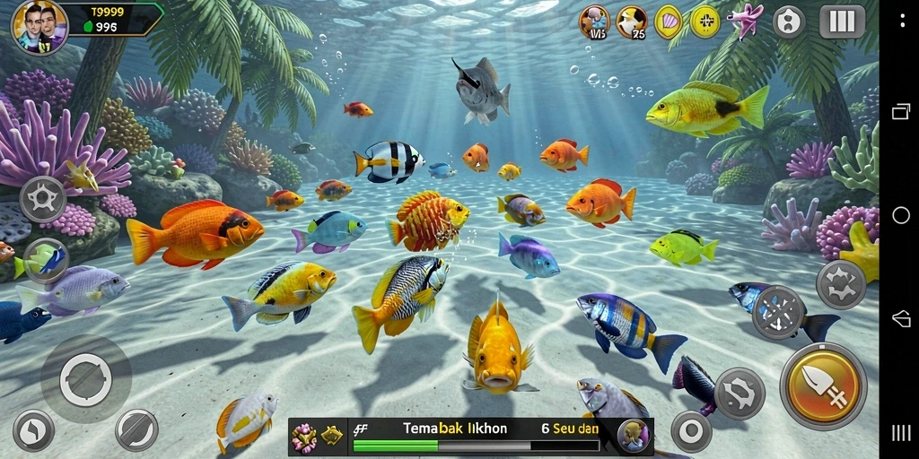 Tampilan gameplay T9999 yang menegangkan dalam berburu ikan.