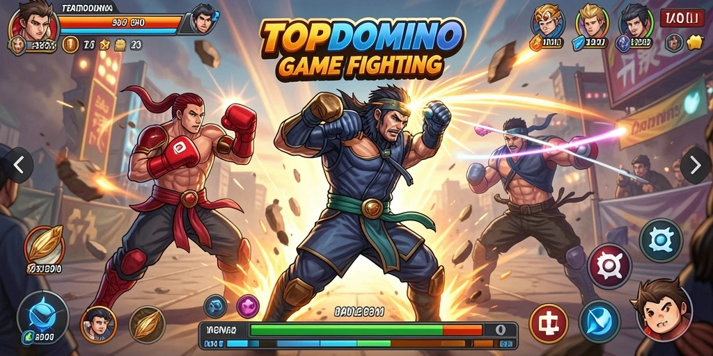 Tampilan gameplay seru di <strong>TOPDOMINO</strong> dengan pertarungan yang dinamis.